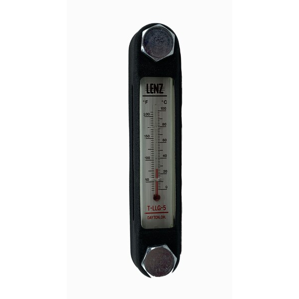 Lenz Fluid Level Gauge With Thermometer 6.1" Overall Length, 5" Bolt
